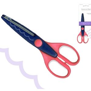 6.5" Designer Cropping Scissor Metal Blade Scallop Pink